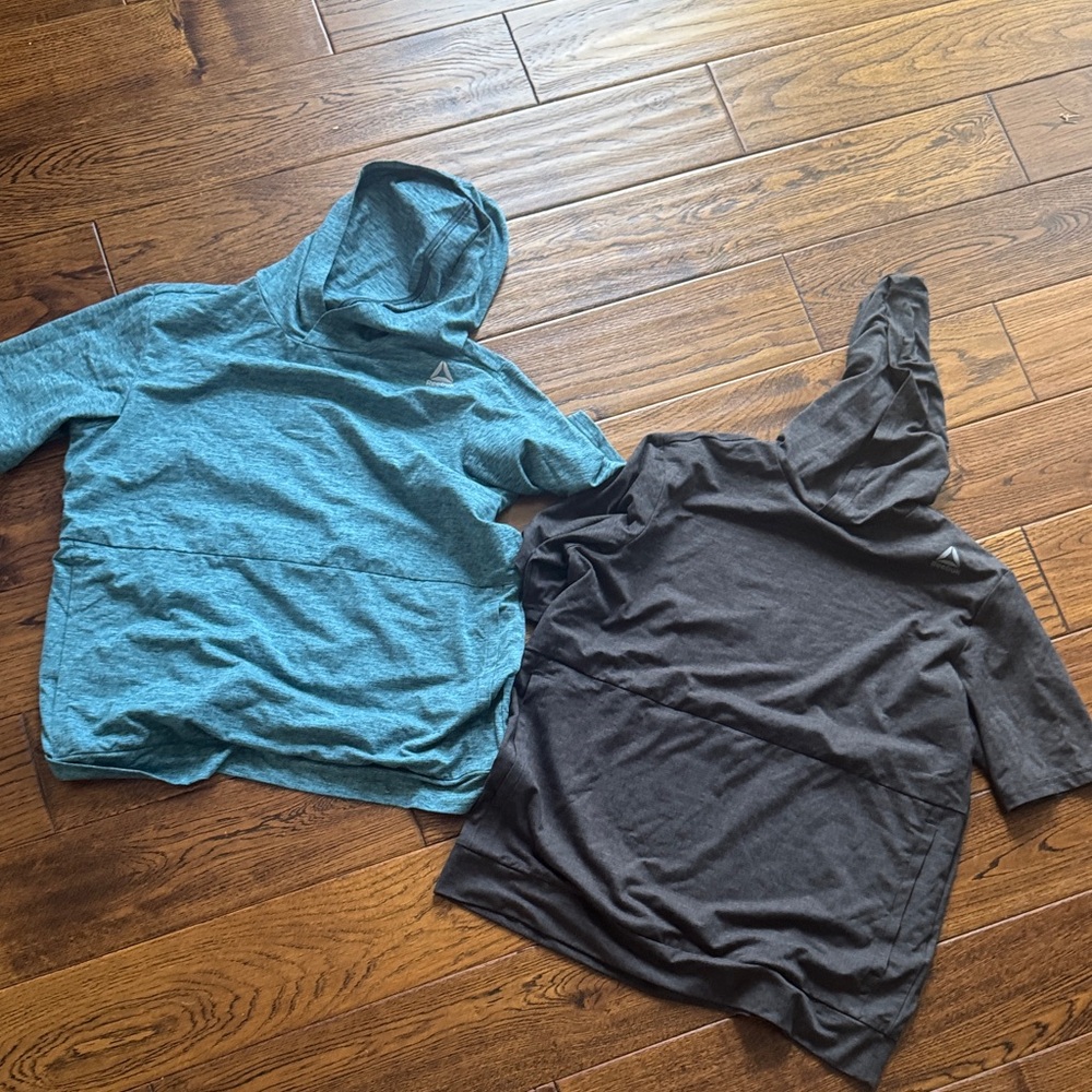 Kids' size xl Blue and Gray Hooded short sleeve tees Reebok